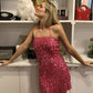 Robe de soirée élégante rose à bretelles, courte et brillante, à pampilles et paillettes, robe de bal, de cocktail, d'anniversaire, robe de bal, nv3960