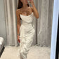 White pure color elegant simple tulle long dress long ball gown evening dress fall bridal shower outfit for guest nv2670