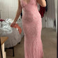 NiceVestidos – Rosa, modisch, elegant, langes Abschlusskleid mit Blumenmuster, NV5850