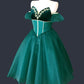 Robe de soirée courte en tulle vert/bleu vintage, robe de bal, robe de bal, nv4459