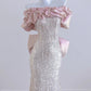 Rosa funkelndes langes Pailletten-Ballkleid nv4970