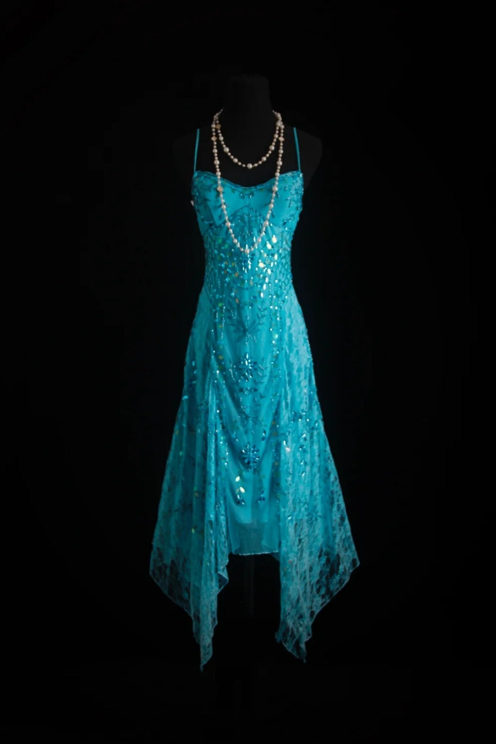 NiceVestidos – Blingbling, elegantes, märchenhaftes, türkisfarbenes Ballkleid mit Perlen, NV5789
