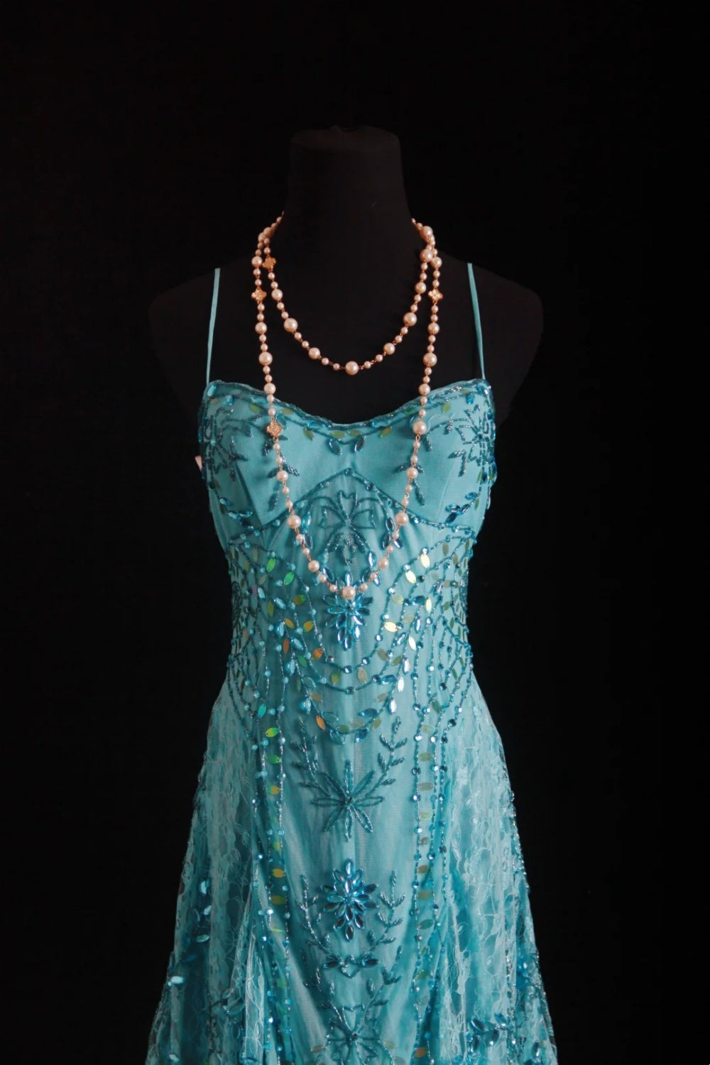 NiceVestidos – Blingbling, elegantes, märchenhaftes, türkisfarbenes Ballkleid mit Perlen, NV5789
