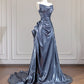 Silver-gray fashionable long satin Prom Dress evening dress nv4963