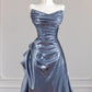 Silver-gray fashionable long satin Prom Dress evening dress nv4963