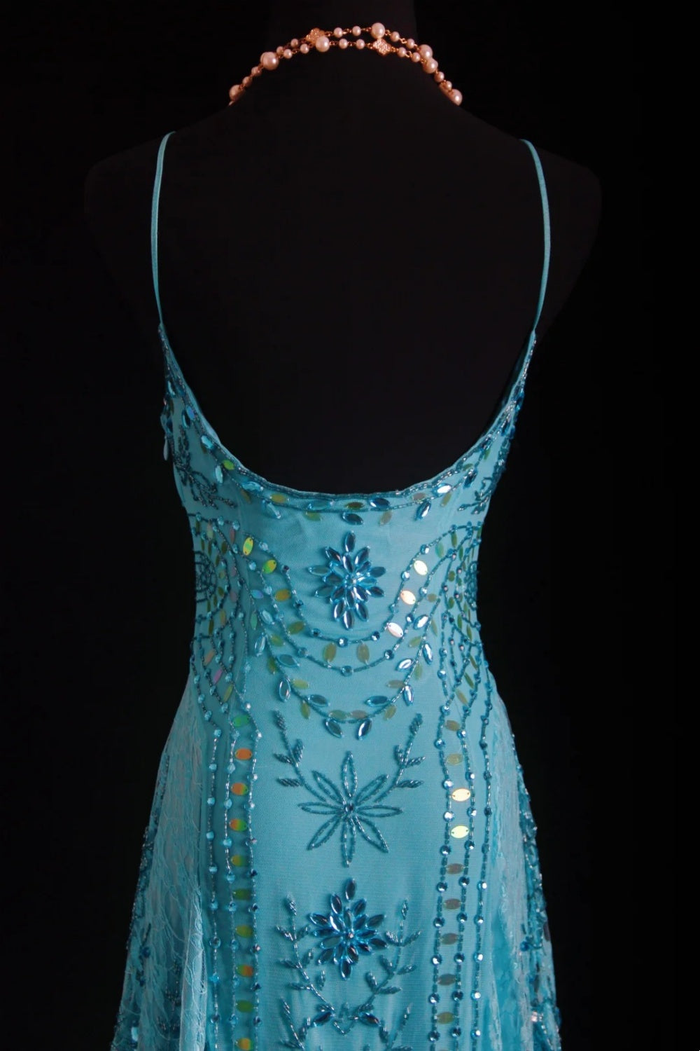 NiceVestidos – Blingbling, elegantes, märchenhaftes, türkisfarbenes Ballkleid mit Perlen, NV5789