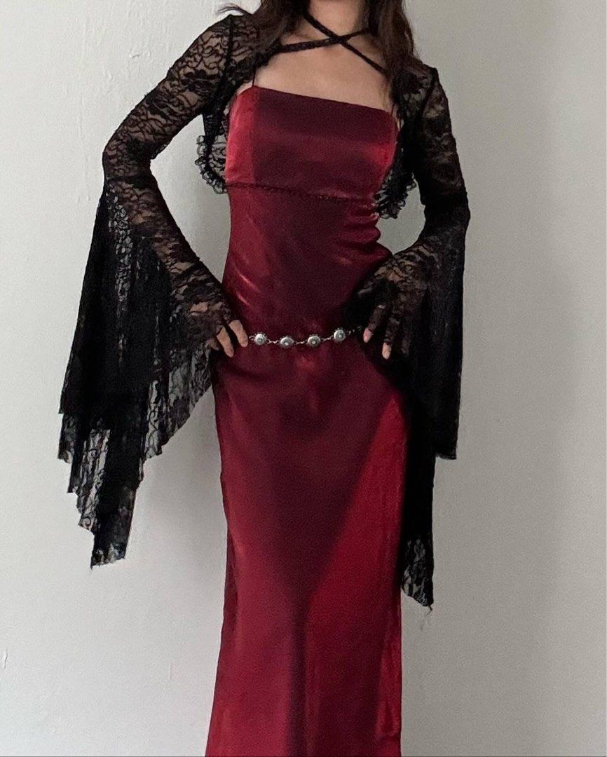 NiceVestidos – Burgunderrotes, langes Retro-Satin-Ballkleid, Heimkehrkleid, Feenkleid, NV5589