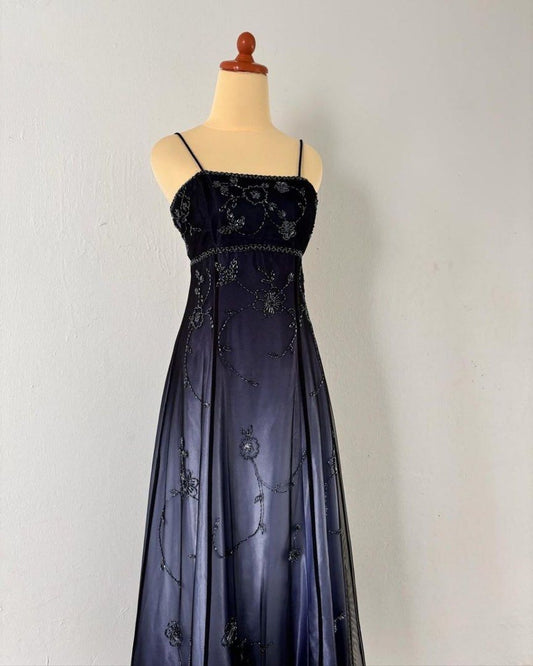 NiceVestidos - Robe de bal longue en mousseline de soie, motif floral, style féerique, Nv5585