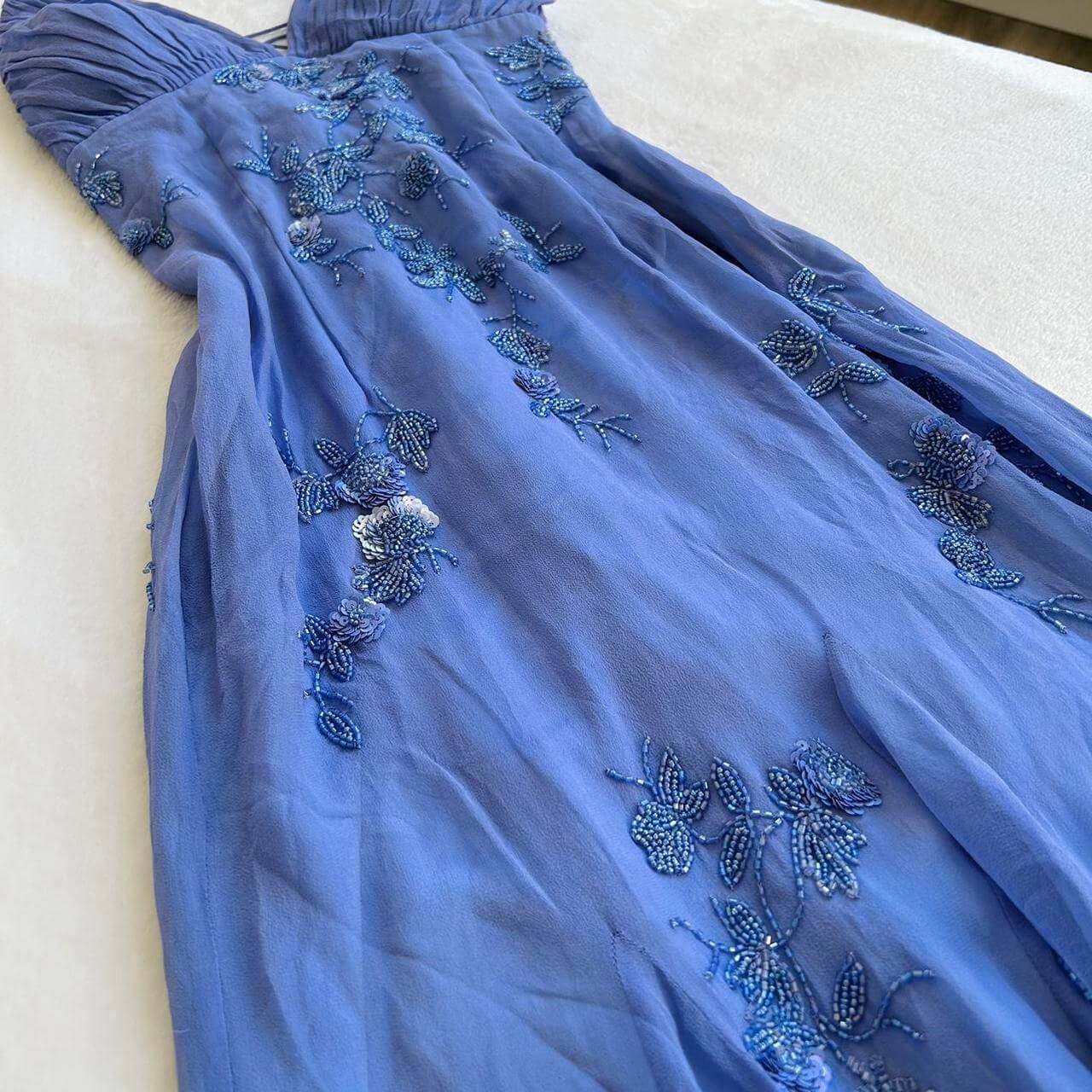 Blau/Lila/Burgund Mode Elegant Spaghetti Strap Applique Fee Lange Chiffon Ballkleid Abendkleid Partykleid nv3775