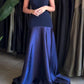 Blue low waist elegant and charming simple satin splicing tube top off shoulder flared dress long dress long ball gown evening dress party dress prom dress to impress nv2583