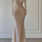 Gold V-neck gorgeous shiny sequins long ball gown evening dress nv3174