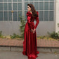 Red simple square neck elegant charming long sleeve long wedding dress ball gown evening dress nv2841