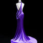 Lila Schlichtes Elegantes Langes Satin Ballkleid Abendkleid Partykleid nv4256