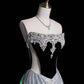 Silber Vintage Perlenbesetztes Langes Satin Ballkleid Abendkleid Partykleid nv4862