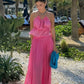 Blau/Rosa Mode Zweiteiler Elegantes Hochzeitsgast-Partykleid Urlaubskleid nv5334