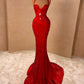 Red shiny hot strap long elegant sequin floor-length ball gown evening dress nv3304