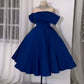Light Blue/blueShort  satin evening gown prom dress homecoming dress nv2945