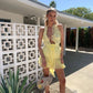 Gelbes, modisches, kurzes Chiffon-Heimkehrkleid, Partykleid, Geburtstagskleid, NV4678