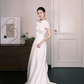 Minimalist High Neck Satin A-Line Wedding Dress  NV7315