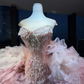 Blush Pink Strapless Mermaid Evening Gown Hand Beaded Rhinestone Sequin 3D Floral Ruffle Tulle Long Prom Dress  NV7013