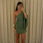 Grasgrünes stilvolles, schickes One-Shoulder-Off-Shoulder-Kurz-Homecoming-Kleid Partykleid Geburtstagskleid NV2127