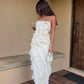 White fashion unique ruffled tube top elegant long Chiffon prom dress evening dress party dress nv3243