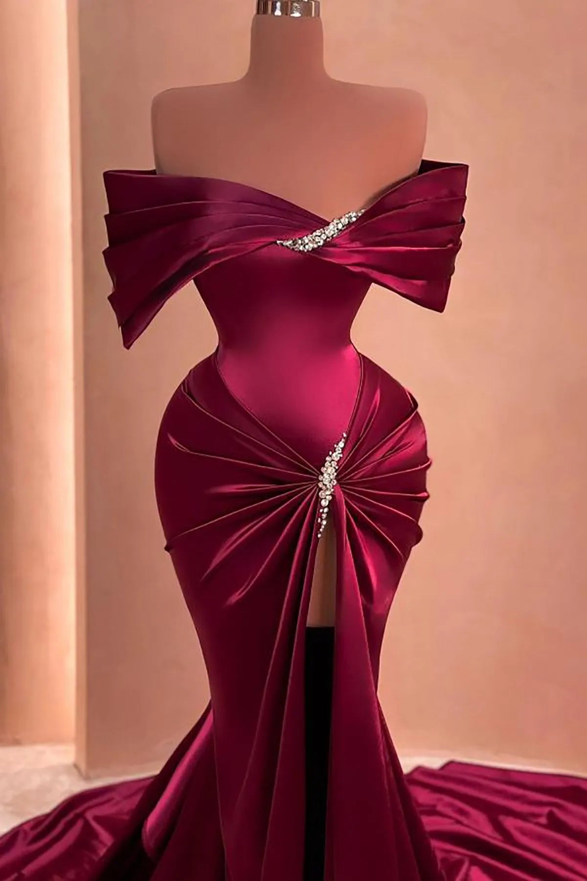 Robe de soirée longue en satin violet, élégante et exquise, perlée, longueur au sol, robe de bal traînante, robe de soirée nv2851