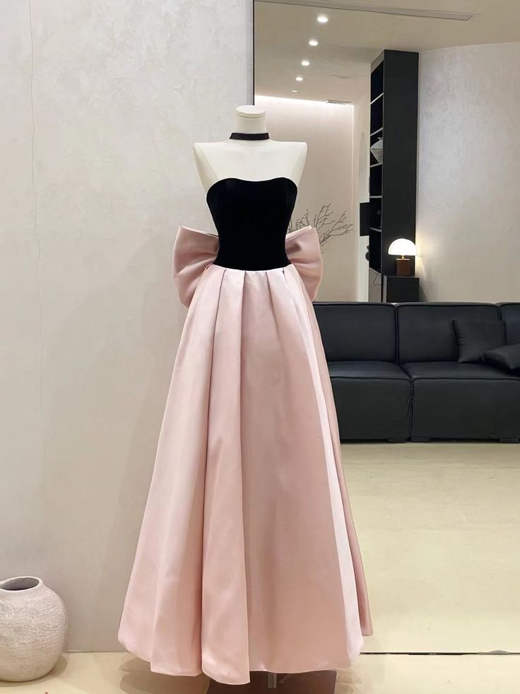 Robe de soirée longue en satin rose tendance nv4866