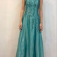Lila Zarte Blumen Perlen Glänzende Spaghettiträger Elegante Mode A-Linie Langes Tüll Ballkleid Abendkleid Partykleid Ballkleid nv3799