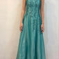Robe de soirée longue et élégante en satin et tulle, tenue de soirée élégante et charmante, verte, à perles exquises, nv3975