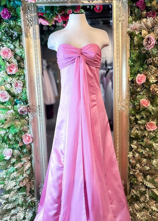 Robe de soirée longue en satin rose élégante et tendance, robe de demoiselle d'honneur, nv3567