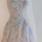 Robe de soirée longue en tulle rose scintillante, épaules dénudées, perlée et élégante, nv3475