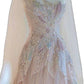 Robe de soirée longue en tulle rose scintillante, épaules dénudées, perlée et élégante, nv3475