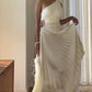Weißes, modisches One-Shoulder-Plissee-Satinkleid mit asymmetrischem Saum, schickes, langes Ballkleid, Abendkleid, Partykleid, nv1850