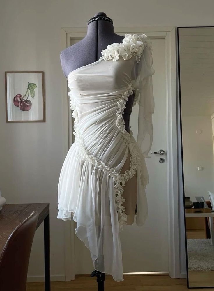 Weißes, modisches, einzigartiges, kurzes Homecoming-Kleid aus Tüll mit Spitze, Abendkleid, Partykleid, Ballkleid nv3464
