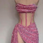 Robe de cocktail courte scintillante rouge/rose nv4793