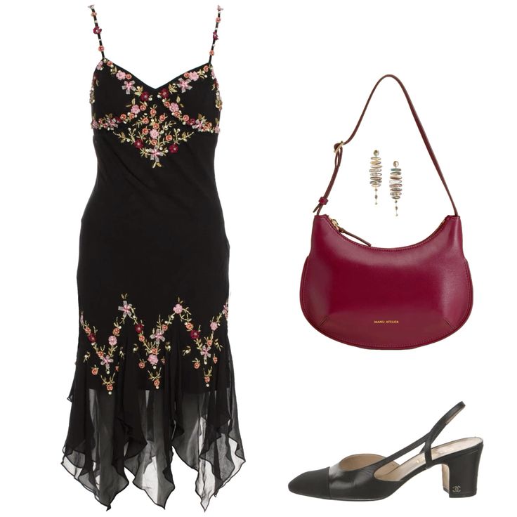 NiceVestidos - Robe de soirée courte/mi-longue à imprimé floral noir nv5461