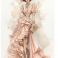Dusty Pink Vintage Lace Tiered Ruffle High Slit Prom Evening Gown  NV7409