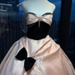Strapless Black Pink Contrast Ball Gown Velvet Bodice Shiny Satin Skirt Bow Prom Dress  NV7042