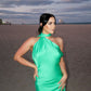 Robe de soirée longue en satin, verte, simple, élégante et à la mode, robe de bal, robe de soirée, robe de soirée, robe d'invité de mariage, nv3938