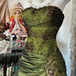 Robe de soirée sirène en satin vert olive, élégante et brillante, style vintage, en dentelle perlée, épaules dénudées, longue, en tulle, à paillettes, nv3820