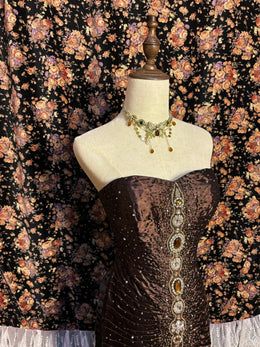 NiceVestidos - Robe de soirée sirène sans manches en velours marron foncé, ornée de sequins, longueur au sol, avec perles exquises, NV5785