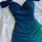 Green shiny gradient elegant tulle ruffle long ball gown evening dress nv3316