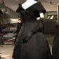 Robe de soirée courte noire simple et élégante à col en V et manches courtes, robe de bal, robe de fête d'anniversaire/de vacances avec gants nv3080