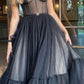 Black Fashion Sweetheart Neck Spotted Midi Tulle Ball Gown Evening Dress Party Dress nv3034