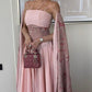 Pink Vintage Exquisite Floral Strap Long Tulle Princess Ball Gown Evening Dress nv3311