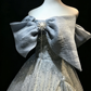 Off Shoulder Dusty Blue Princess Prom Dress Big Bow Sparkly Tulle Ball Gown  NV6976