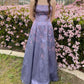 Robe de soirée longue en satin violet brillant avec broderie exquise, coupe trapèze, robe de bal, robe de soirée, nv3735