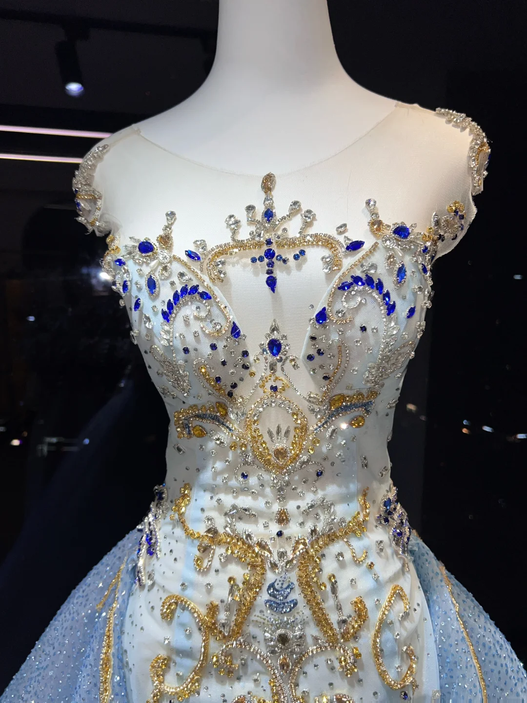 Light Blue Detachable Overskirt Rhinestone Mermaid Evening Gown  NV7092