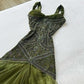 Green Vintage Elegant Strapless Lace Long Tulle Ball Gown Evening Gown Party Dress nv3268